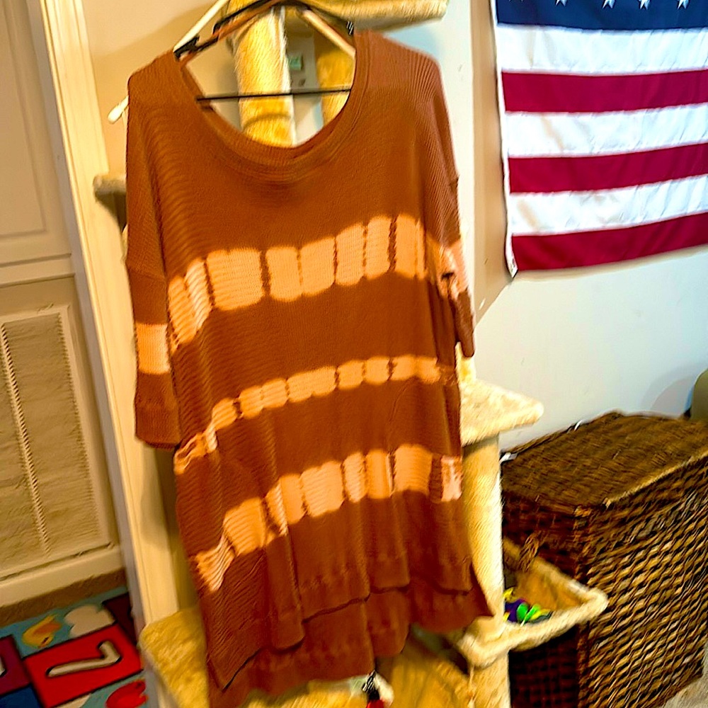 Free People Ripped Tie-Dye Shirt-Dress